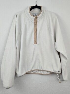 Hollister Cream Quarter Button Pullover Sweater